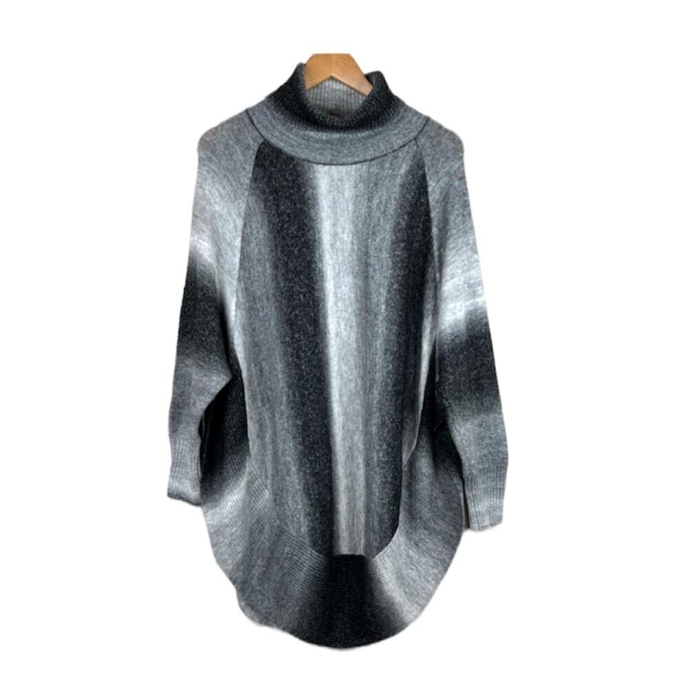 M made in Italy gray black colorblock mock neck oversized sweater poncho small